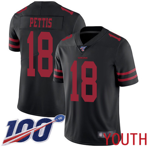 San Francisco 49ers Limited Black Youth Dante Pettis Alternate NFL Jersey 18 100th Season Vapor Untouchable